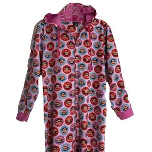 Paul Frank Women's Pink Footie Pajamas One Piece Fleece Union Suit Size Medium